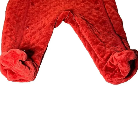 Nordstrom Baby‎ Quilted One Piece Bunting Velour Red Heart Bear Girl 12 Months - Picture 8 of 9